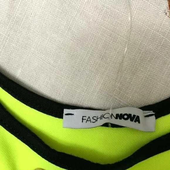 Fashion Nova Neon Yellow Top Size L - Picture 4 of 5
